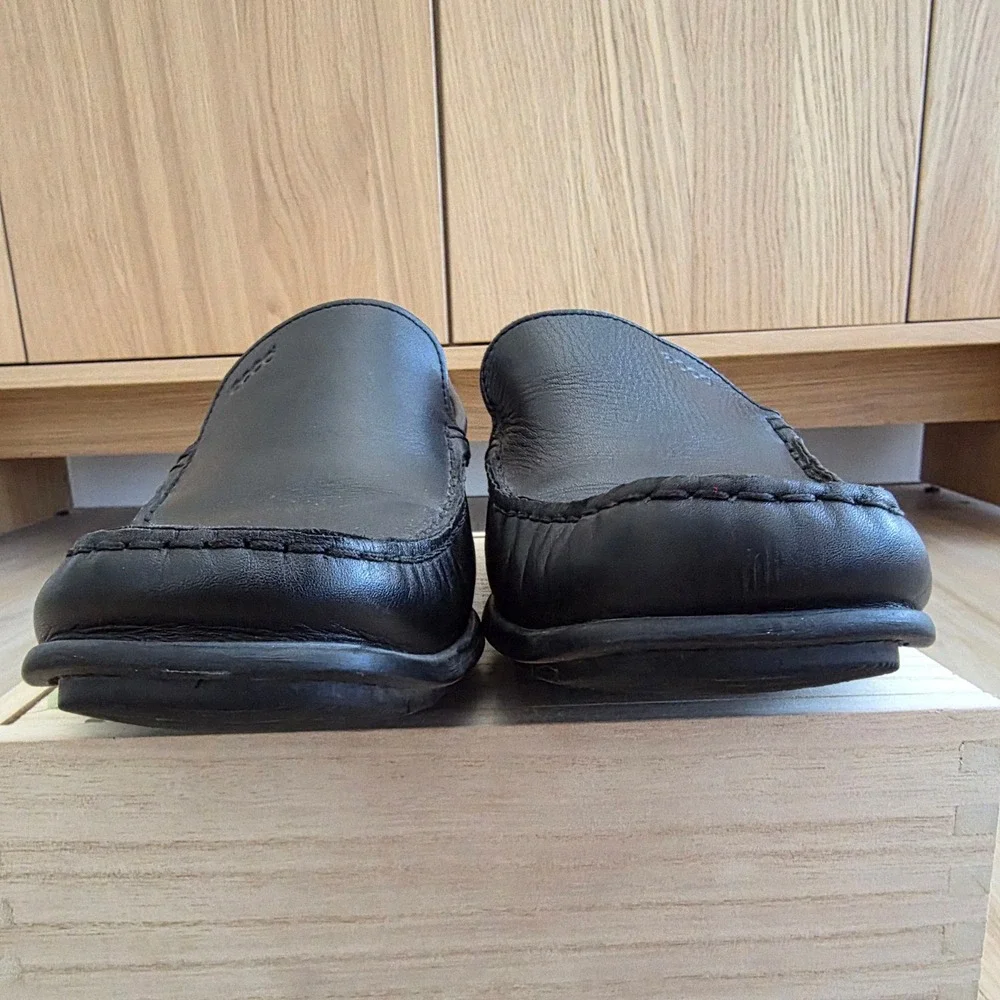 Ecco Helsinki Slip On Loafers Black Leather Extra Width Men's Size EU43 US 9-9.5
